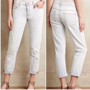 ANTHROPOLOGIE Pilcro Destroyed Hyphen Denim Jeans Light / White Wash Size 25